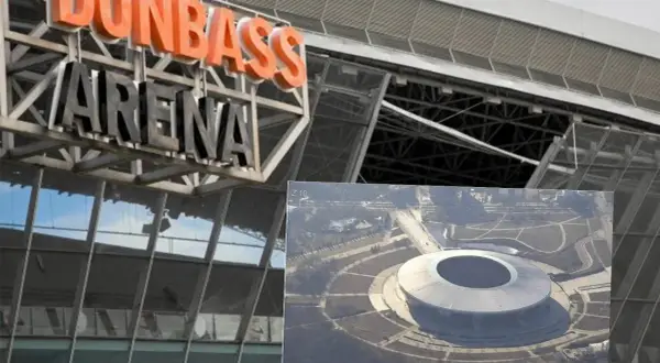 Widok na Donbas Arena z bliska i z lotu ptaka.