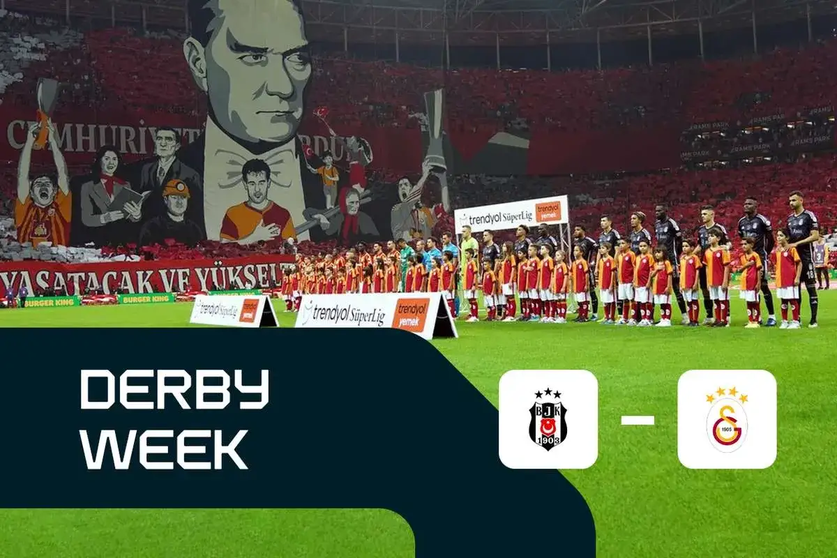 Piłkarze Beşiktaş i Galatasaray przed meczem w Turcji. Wielka oprawa kibiców z podobizną Atatürka.