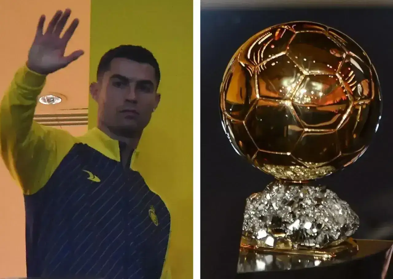 Cristiano Ronaldo wita kibiców, a obok błyszczy złota piłka, symbol jego sukcesów. Ile złotych piłek ma Ronaldo?